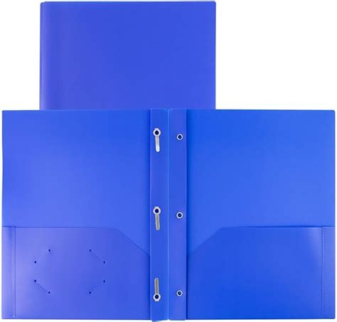 3 prong plastic blue folder.